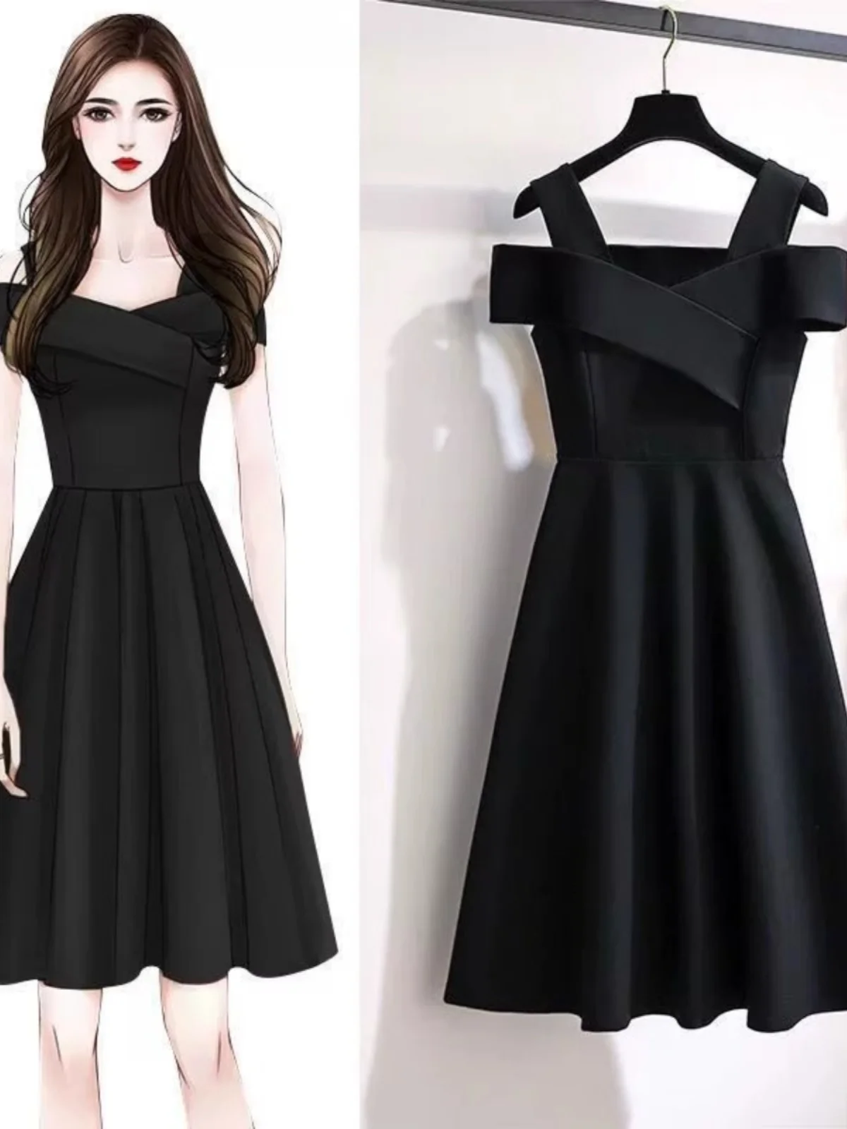 Elegant Black Dress Sexy Fairy Skirt Sleeveless V-Neck Midi Dress Polyester Fabric Commute Style Pure Color Summer New Arrival
Elegant Black Dress Sexy Fairy Skirt Sleeveless V-Neck Midi Dress Polyester Fabric Commute Style Pure Color Summer New Arrival