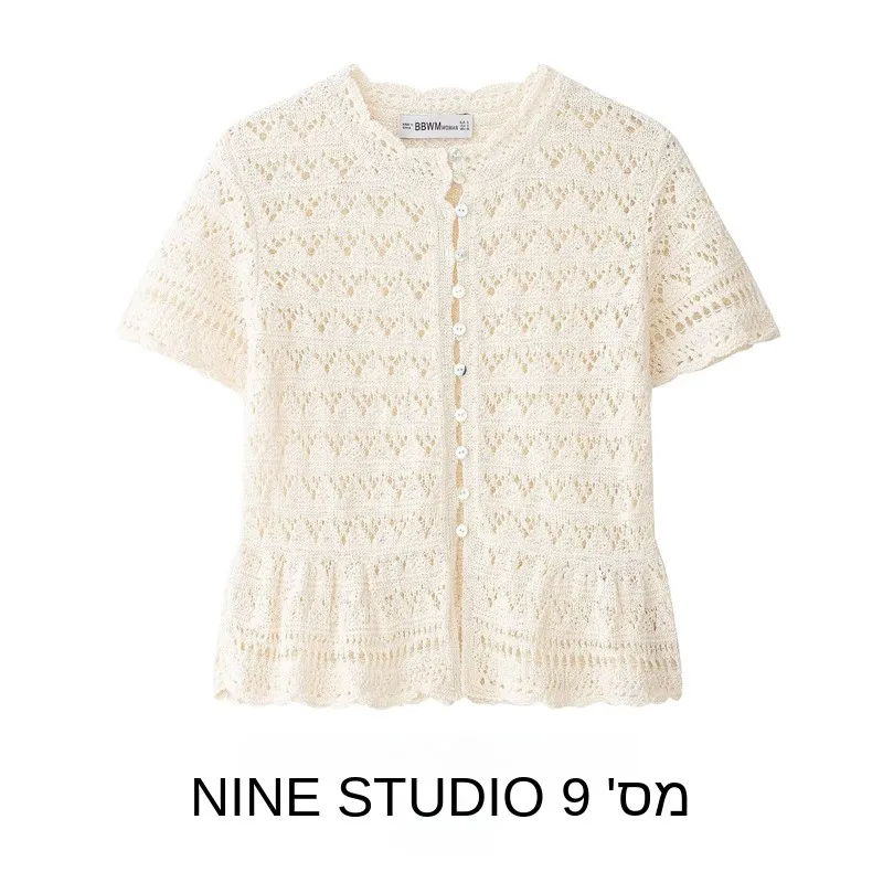 NINE ZAR Women's Knitted Hollow out round Neck Short Sleeve Cardigan Casual Style Spring Fashion Synthetic Fiber Top
NINE ZAR Women's Knitted Hollow out round Neck Short Sleeve Cardigan Casual Style Spring Fashion Synthetic Fiber Top