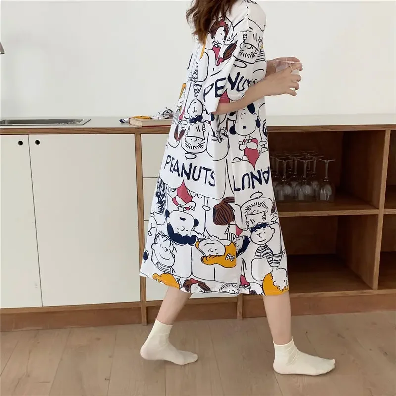 Snoopy nightdress girl home wear short sleeve summer pajamas cartoon robes sleepwear
Snoopy nightdress girl home wear short sleeve summer pajamas cartoon robes sleepwear