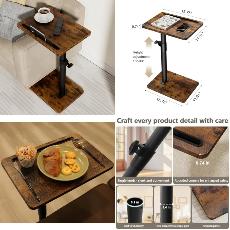 Sofa Armrest Tray Table for Couch - 360° Swivel Height Adjustable End for Small Spaces, Snack Side Table for Bed or Chair with
Sofa Armrest Tray Table for Couch - 360° Swivel Height Adjustable End for Small Spaces, Snack Side Table for Bed or Chair with