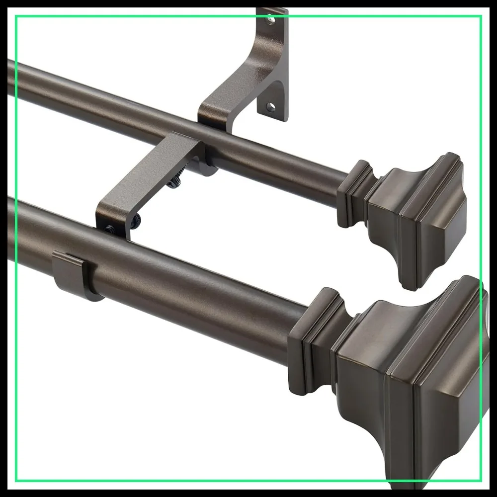 Double Curtain Rod, 1 inch Adjustable Heavy Duty Drapery Rod for Window 144-164 Inches, Vintage Square Finials, Premium Aluminum Brackets, Antique Bronze
Double Curtain Rod, 1 inch Adjustable Heavy Duty Drapery Rod for Window 144-164 Inches, Vintage Square Finials, Premium Aluminum Brackets, Antique Bronze