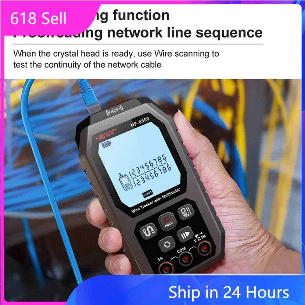 NOYAFA NF-8509 Тестер сетевого кабеля 2 в 1, мультиметр, искатель линий для тестирования POE, NCV AC DC, ЖК-дисплей, вольтметр, трекер проводов Ethernet
NOYAFA NF-8509 Тестер сетевого кабеля 2 в 1, мультиметр, искатель линий для тестирования POE, NCV AC DC, ЖК-дисплей, вольтметр, трекер проводов Ethernet