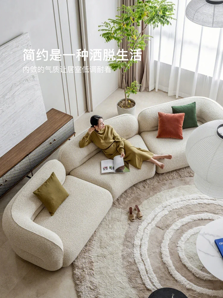 Bobo ball sofa small apartment living room lamb wool three-person straight row fabric sofa
Bobo ball sofa small apartment living room lamb wool three-person straight row fabric sofa