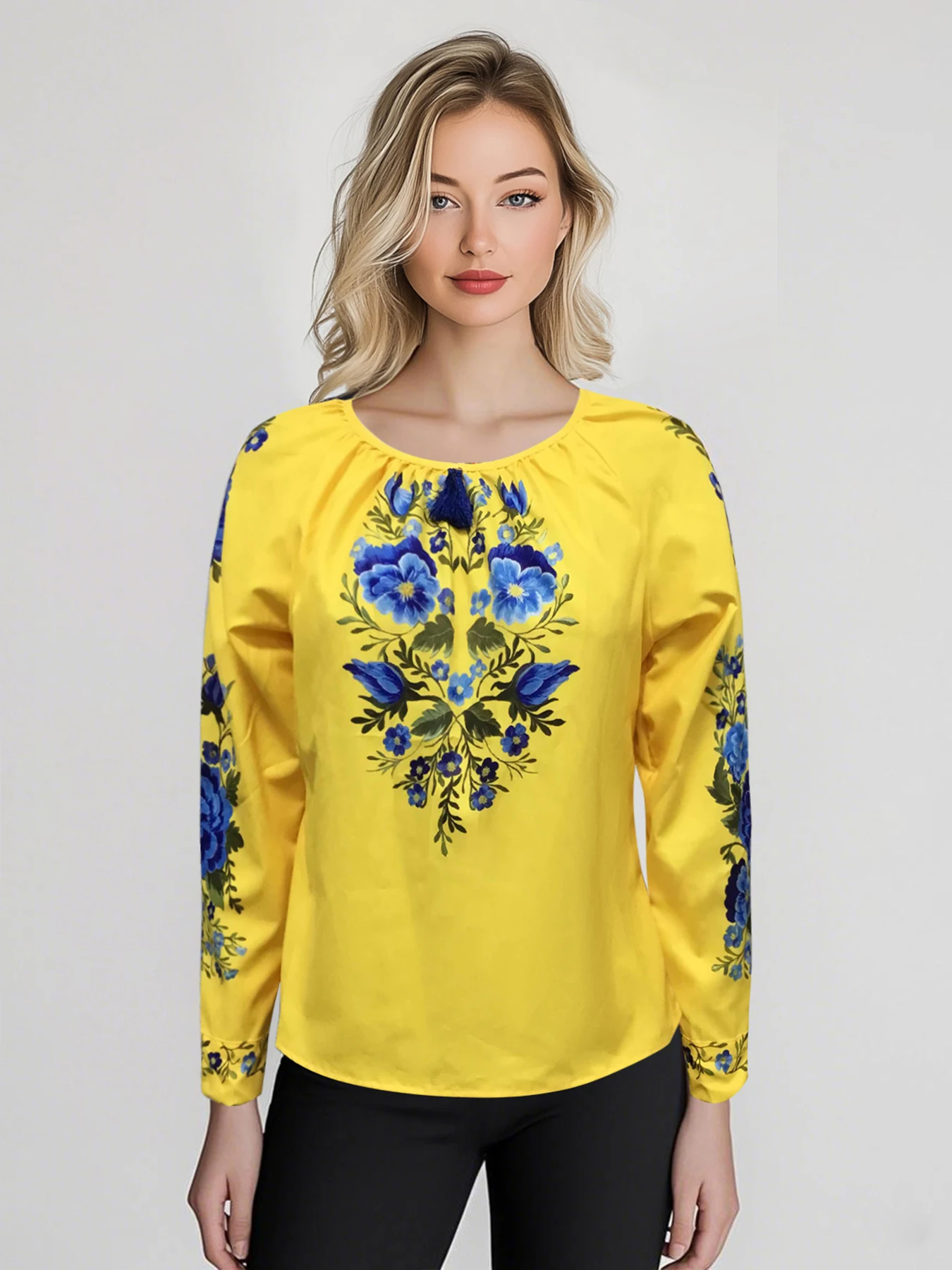 Ethnic Floral Printed Blouse Casual O-Neck Long Sleeve Tassels Decor American Retro Bohemian Harajuku Shirt Vintage Blouse
Ethnic Floral Printed Blouse Casual O-Neck Long Sleeve Tassels Decor American Retro Bohemian Harajuku Shirt Vintage Blouse