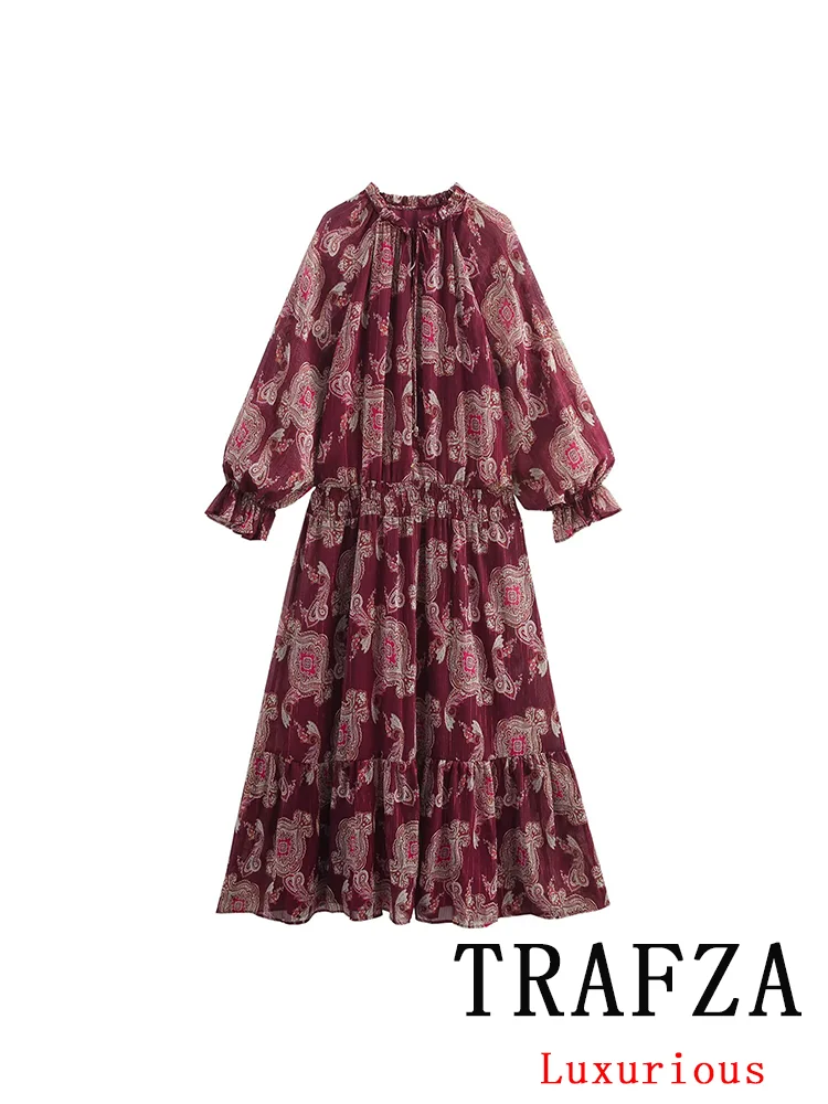 TRAFZA Vintage Elegant Chic Women Dress Print ONeck Bow Flare Sleeve Long Vestidos New Fashion 2025 Spring Summer Bohemian Dress
TRAFZA Vintage Elegant Chic Women Dress Print ONeck Bow Flare Sleeve Long Vestidos New Fashion 2025 Spring Summer Bohemian Dress