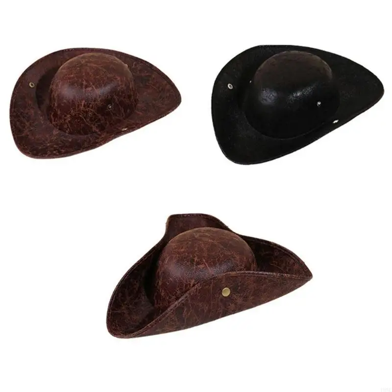 195E Colonial Tricorn Hat PU Leather Pirate Hat Steampunk Pirate Hat for Theme Party
195E Colonial Tricorn Hat PU Leather Pirate Hat Steampunk Pirate Hat for Theme Party