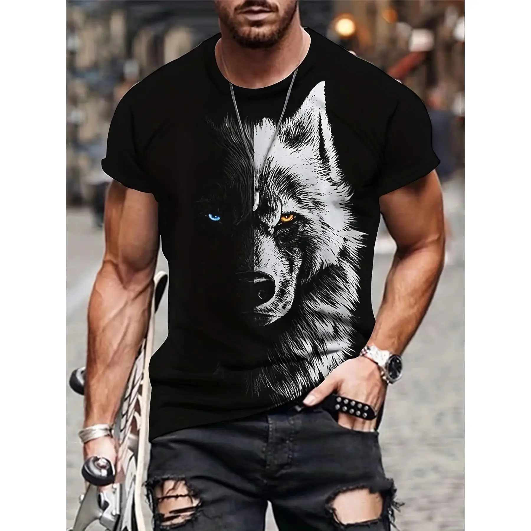 Fashion Men's Round Neck Short Sleeve T-shirt 3D Printed Colorful Hidden Wolf Tee Men's Casual Sport Short Sleeve Streetwear Top
Fashion Men's Round Neck Short Sleeve T-shirt 3D Printed Colorful Hidden Wolf Tee Men's Casual Sport Short Sleeve Streetwear Top