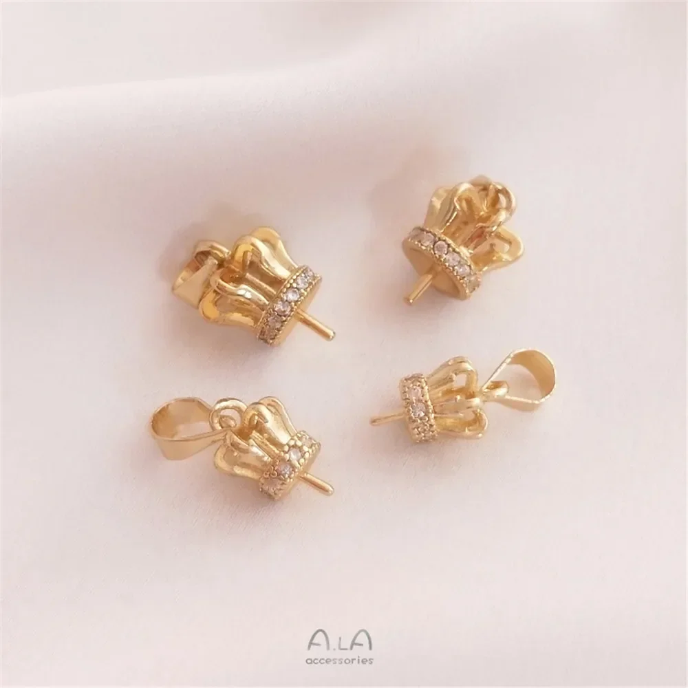 14K Gold Plated Zircon Crown Half Hole Pearl Set Crystal Pearl Pendant Buckle Handmade DIY Empty Set Accessories C081
14K Gold Plated Zircon Crown Half Hole Pearl Set Crystal Pearl Pendant Buckle Handmade DIY Empty Set Accessories C081
