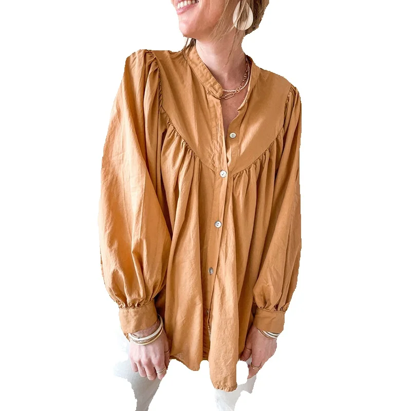2023 Autumn New Solid Color Loose Covering Long Sleeve Top For Women's Casual Style Versatile Pleated Shirt Women
2023 Autumn New Solid Color Loose Covering Long Sleeve Top For Women's Casual Style Versatile Pleated Shirt Women