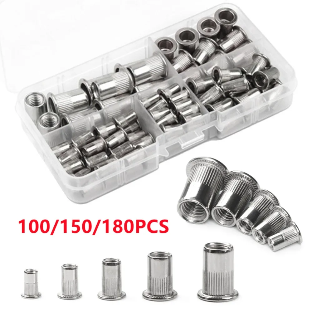 100/150/180pcs M3 M4 M5 M6 M8 304 Stainless Steel Rivet Nuts Kit Flat Head Rivet Nut Rivnut Set Metal Rivnuts Assortment Kit
100/150/180pcs M3 M4 M5 M6 M8 304 Stainless Steel Rivet Nuts Kit Flat Head Rivet Nut Rivnut Set Metal Rivnuts Assortment Kit