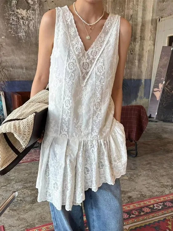 White Lace Embroidery Skirt Dr Women's Summer Asymmetrical Vest Dr Dongda Gate Unique Splicing Sle Fem Faion
White Lace Embroidery Skirt Dr Women's Summer Asymmetrical Vest Dr Dongda Gate Unique Splicing Sle Fem Faion