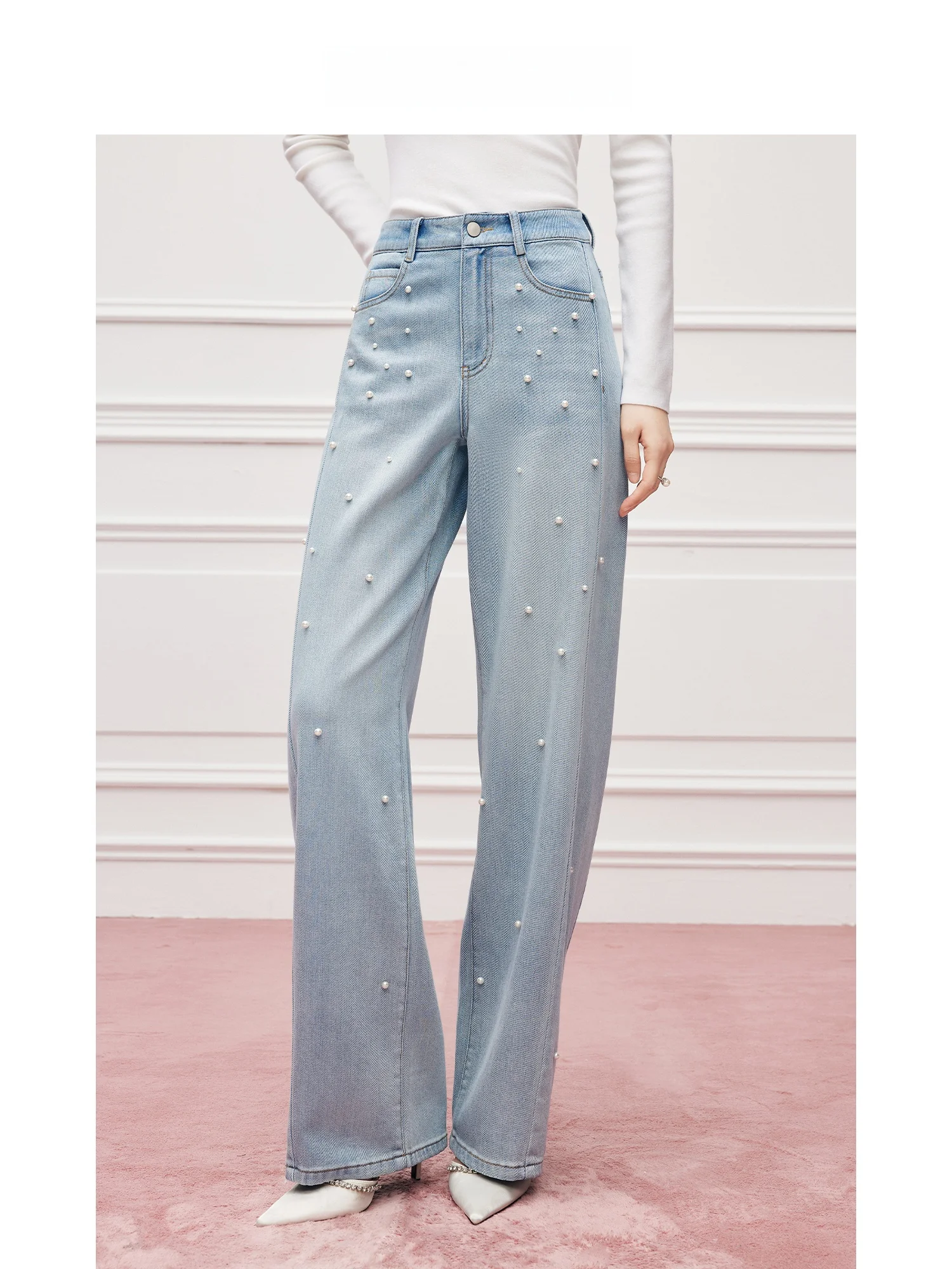 MandyZhang Premium Lyocell Pearl Rivet Straight Leg Jeans Women's High Waist Slim Wide Leg Pants Ele Sle Commute Series
MandyZhang Premium Lyocell Pearl Rivet Straight Leg Jeans Women's High Waist Slim Wide Leg Pants Ele Sle Commute Series