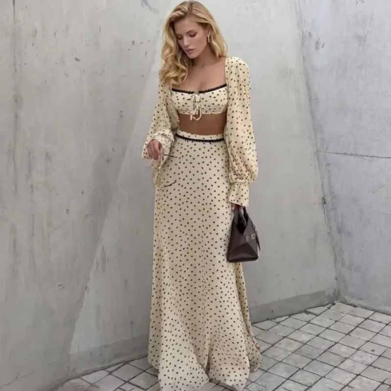 Tuularose Fashion Printed Skirt 2-piece Set Women's New Polka Dot Top Loose Maxi Skirt Set Retro Elegant Party Female Dress Sets
Tuularose Fashion Printed Skirt 2-piece Set Women's New Polka Dot Top Loose Maxi Skirt Set Retro Elegant Party Female Dress Sets
