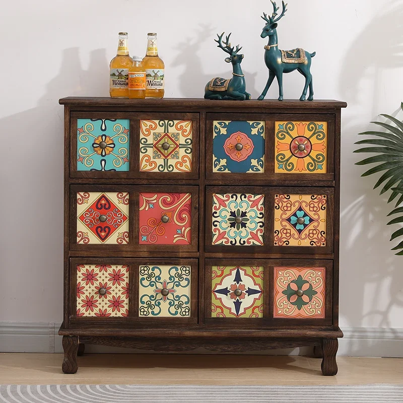 American retro solid wood locker, living room drawer storage cabinet, painted chest cabinet
American retro solid wood locker, living room drawer storage cabinet, painted chest cabinet