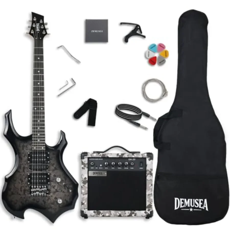 Electric guitar bundle for beginners: 39-inch camo grey guitar with HSH noiseless pickups, 24 frets, single tremolo, 20W camo a
Electric guitar bundle for beginners: 39-inch camo grey guitar with HSH noiseless pickups, 24 frets, single tremolo, 20W camo a