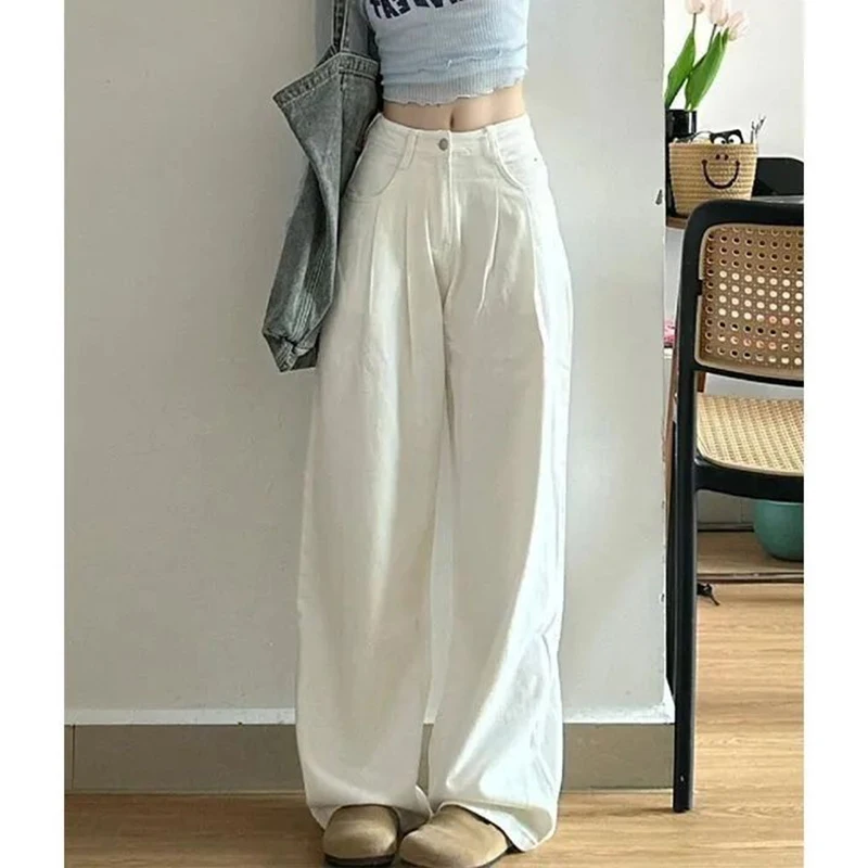 High Street Women Loose Straight Leg Jeans Female Classic White Thin Denim Trousers Girls Fashion High Waist Pants
High Street Women Loose Straight Leg Jeans Female Classic White Thin Denim Trousers Girls Fashion High Waist Pants