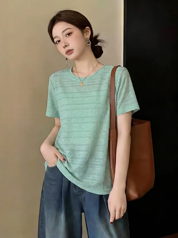 Mint Green Loose Short Sleeve T-Shirt Women's Summer New Style plus Size Conceal Belly Dopaamine Anti-Aging Top Korean Style
Mint Green Loose Short Sleeve T-Shirt Women's Summer New Style plus Size Conceal Belly Dopaamine Anti-Aging Top Korean Style