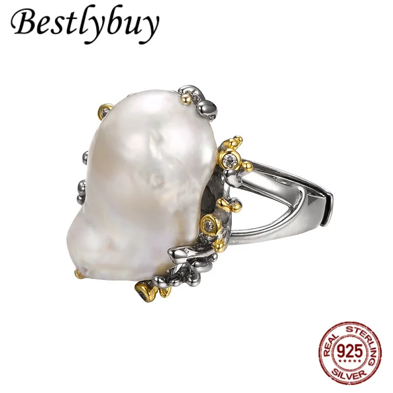 European And American Retro Irregular Natural Pearl Exaggerated Opening Ring s925 Silver Personalized Fashion Jewelry
European And American Retro Irregular Natural Pearl Exaggerated Opening Ring s925 Silver Personalized Fashion Jewelry
