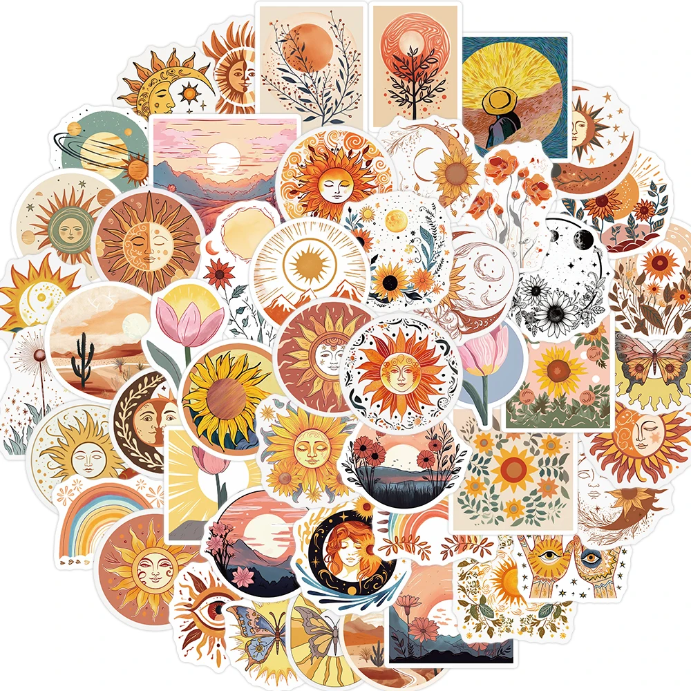 10/30/50pcs Bohemia Vintage Sun Flower Stickers Aesthetic Graffiti Toys DIY Waterproof Notebook Phone Bike Skateboard Wall Decal
10/30/50pcs Bohemia Vintage Sun Flower Stickers Aesthetic Graffiti Toys DIY Waterproof Notebook Phone Bike Skateboard Wall Decal