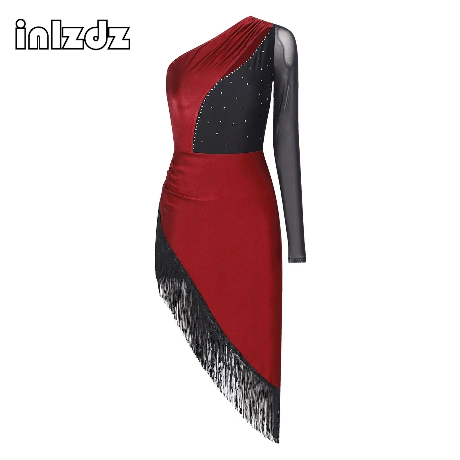 Womens Tassel Latin Dance Dress Salsa Tango Ballroom Dancing Dress Shiny Rhinestones One Shoulder Asymmetrical Performance Dress
Womens Tassel Latin Dance Dress Salsa Tango Ballroom Dancing Dress Shiny Rhinestones One Shoulder Asymmetrical Performance Dress