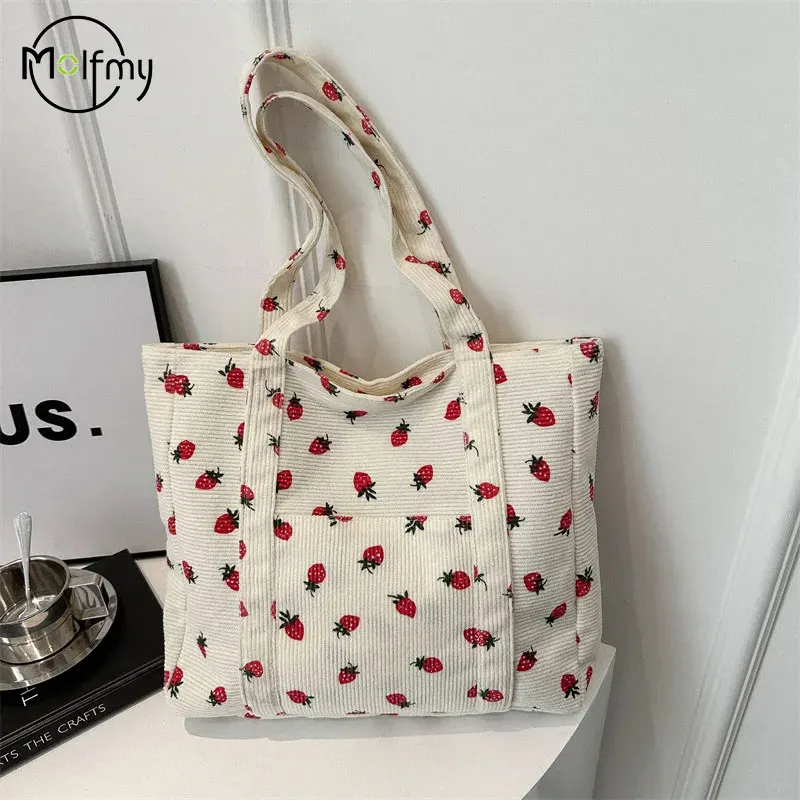 Corduroy Handbag Strawberries Beach Bag Fashionable Versatile Shoulder Bag LargeCapacity Simple Commuter Women's Tote Bag Bolsos
Corduroy Handbag Strawberries Beach Bag Fashionable Versatile Shoulder Bag LargeCapacity Simple Commuter Women's Tote Bag Bolsos