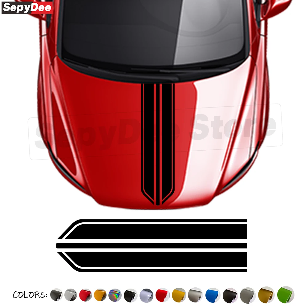 2Pcs Car Hood Bonnet Stickers Racing Sport Stripe Graphic Auto Body Engine Cover Decor Vinyl Decals Accessories 
2Pcs Car Hood Bonnet Stickers Racing Sport Stripe Graphic Auto Body Engine Cover Decor Vinyl Decals Accessories