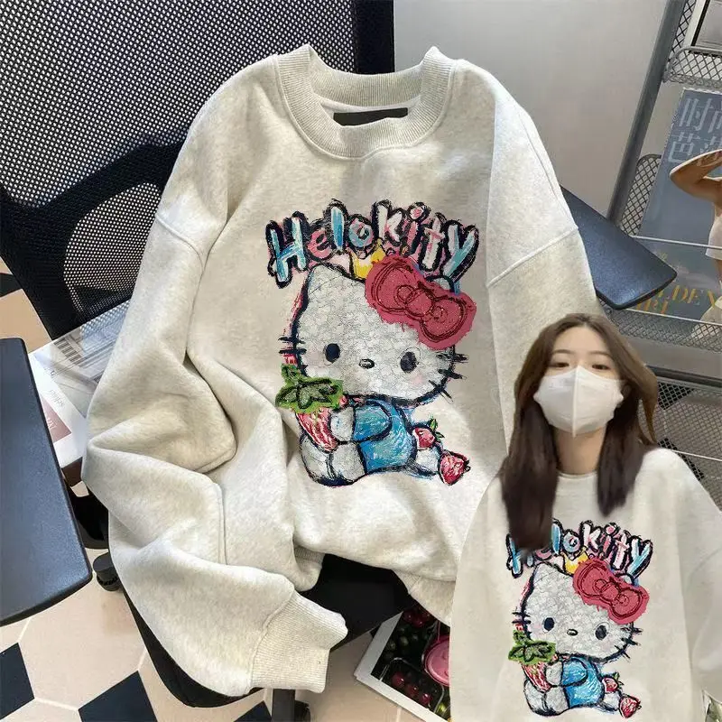 Hello Kitty Women'S T-Shirt Sanrio Long-Sleeved Tees Cartoon Print Y2k Sweet Girl Versatile Tops Autumn/Winter Sweatshirt
Hello Kitty Women'S T-Shirt Sanrio Long-Sleeved Tees Cartoon Print Y2k Sweet Girl Versatile Tops Autumn/Winter Sweatshirt
