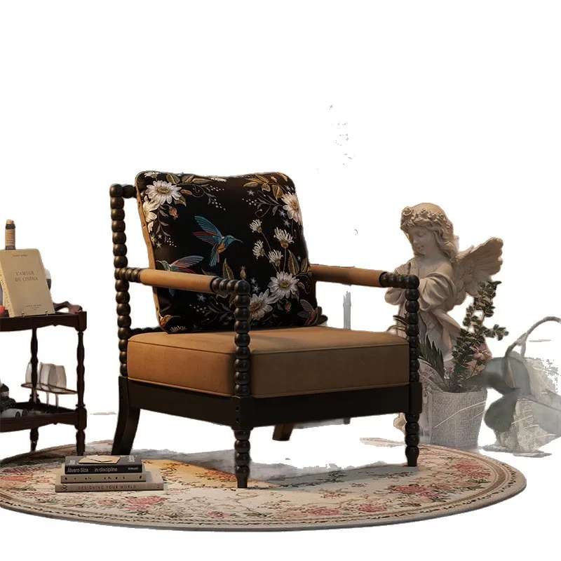 American retro sofa ch air antique pearl chair French high-end living room casual solid wood single cha ir tiger
American retro sofa ch air antique pearl chair French high-end living room casual solid wood single cha ir tiger