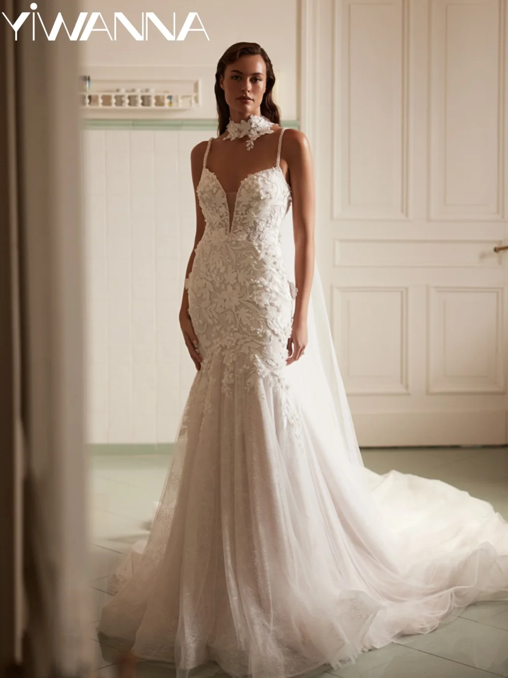 Dreamy 3D Floral Lace Mermaid Wedding Dress Floor-length Thin Straps Bridal Gown New Customized Elegant Dresses For Bride
Dreamy 3D Floral Lace Mermaid Wedding Dress Floor-length Thin Straps Bridal Gown New Customized Elegant Dresses For Bride