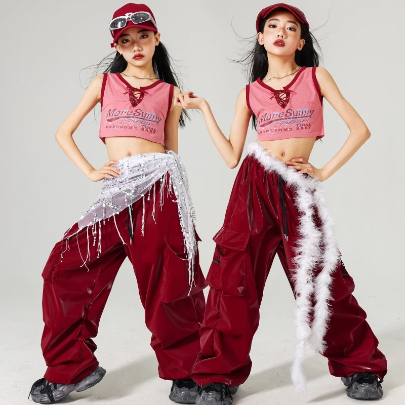 Red Jazz Dance Performance Costume Girl Kpop Stage Wear Hip Hop Shuffle Pants Summer Crop Top Kid Fashion Street Dance Wear 1791
Red Jazz Dance Performance Costume Girl Kpop Stage Wear Hip Hop Shuffle Pants Summer Crop Top Kid Fashion Street Dance Wear 1791