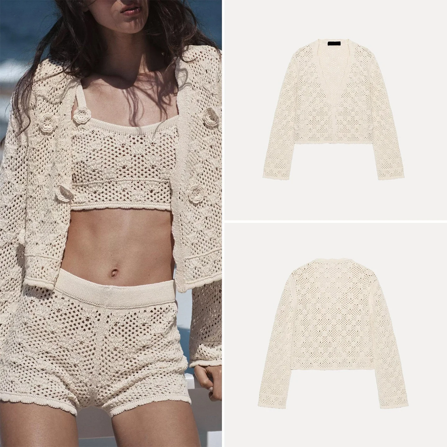 Fashionable Long Sleeve Knitted Casual Outerwear Women's Summer 2026 Floral Dot Print Loose Fit Cardigan Style ZADATA Brand
Fashionable Long Sleeve Knitted Casual Outerwear Women's Summer 2026 Floral Dot Print Loose Fit Cardigan Style ZADATA Brand