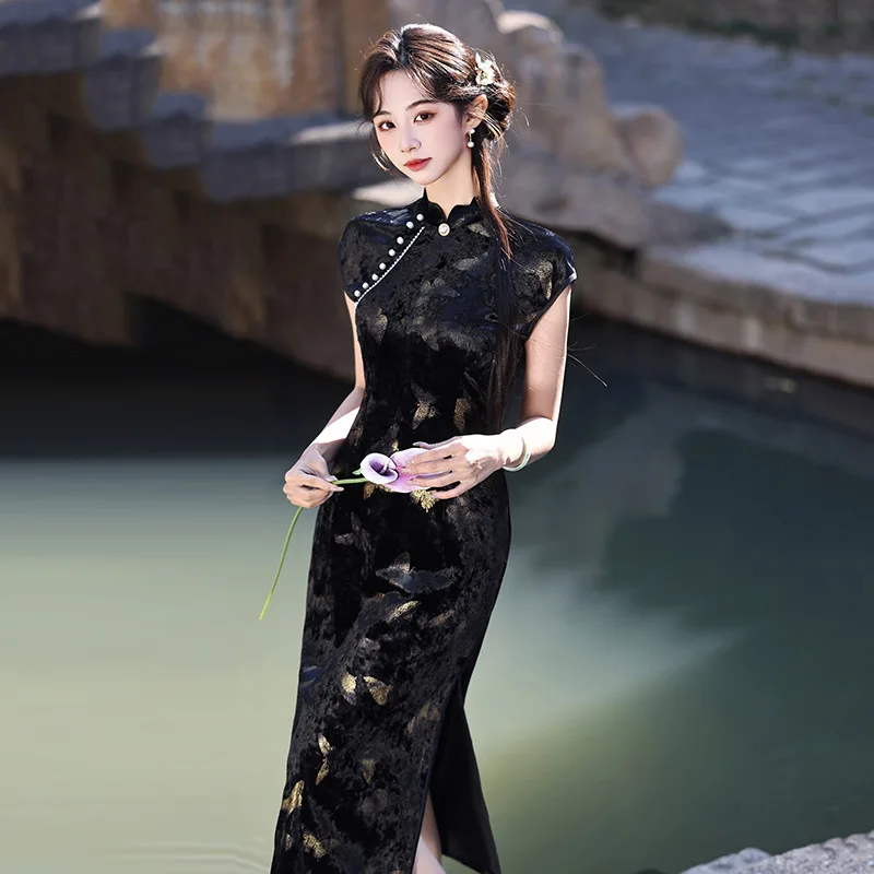 Black Velvet National New Chinese Long Improved Cheongsam Women 2026 New Young Retro Spring/Summer Qipao
Black Velvet National New Chinese Long Improved Cheongsam Women 2026 New Young Retro Spring/Summer Qipao