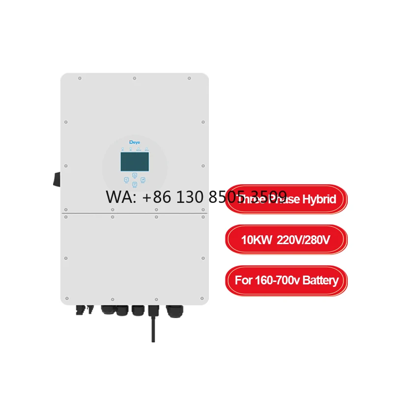 Deye Home Use High Efficiency SUN-10K-SG01 HP3-EU-AM2 Three Phase 10kw Hybrid Solar Inverter for 160-700V Battery
Deye Home Use High Efficiency SUN-10K-SG01 HP3-EU-AM2 Three Phase 10kw Hybrid Solar Inverter for 160-700V Battery