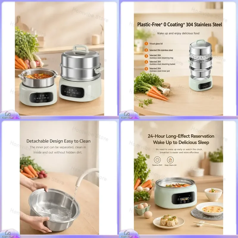 Electric Steamer Stainless Steel Multifunctional Food Steamer for Healthy Cooking Large Capacity Rice Steamer Vegetable
Electric Steamer Stainless Steel Multifunctional Food Steamer for Healthy Cooking Large Capacity Rice Steamer Vegetable