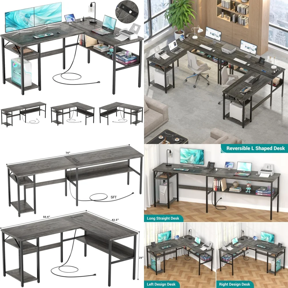 Computer desksL Shaped Gaming Desk with Power Outlet and USB Charging Ports Durable Dual Surface Computer Desk for Gamers Home
Computer desksL Shaped Gaming Desk with Power Outlet and USB Charging Ports Durable Dual Surface Computer Desk for Gamers Home