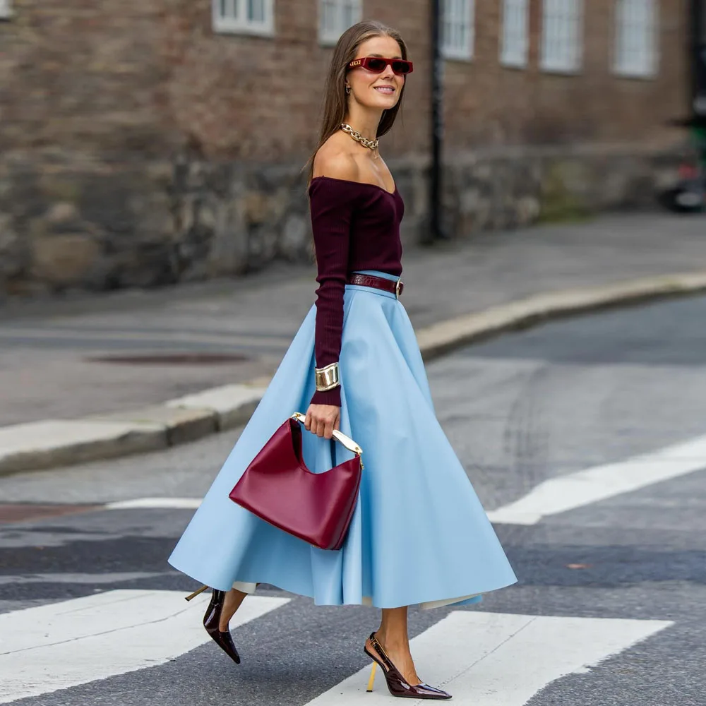 High Street голубые атласные женские юбки трапециевидной формы длиной до щиколотки, женская юбка, женская юбка ручной работы
High Street голубые атласные женские юбки трапециевидной формы длиной до щиколотки, женская юбка, женская юбка ручной работы