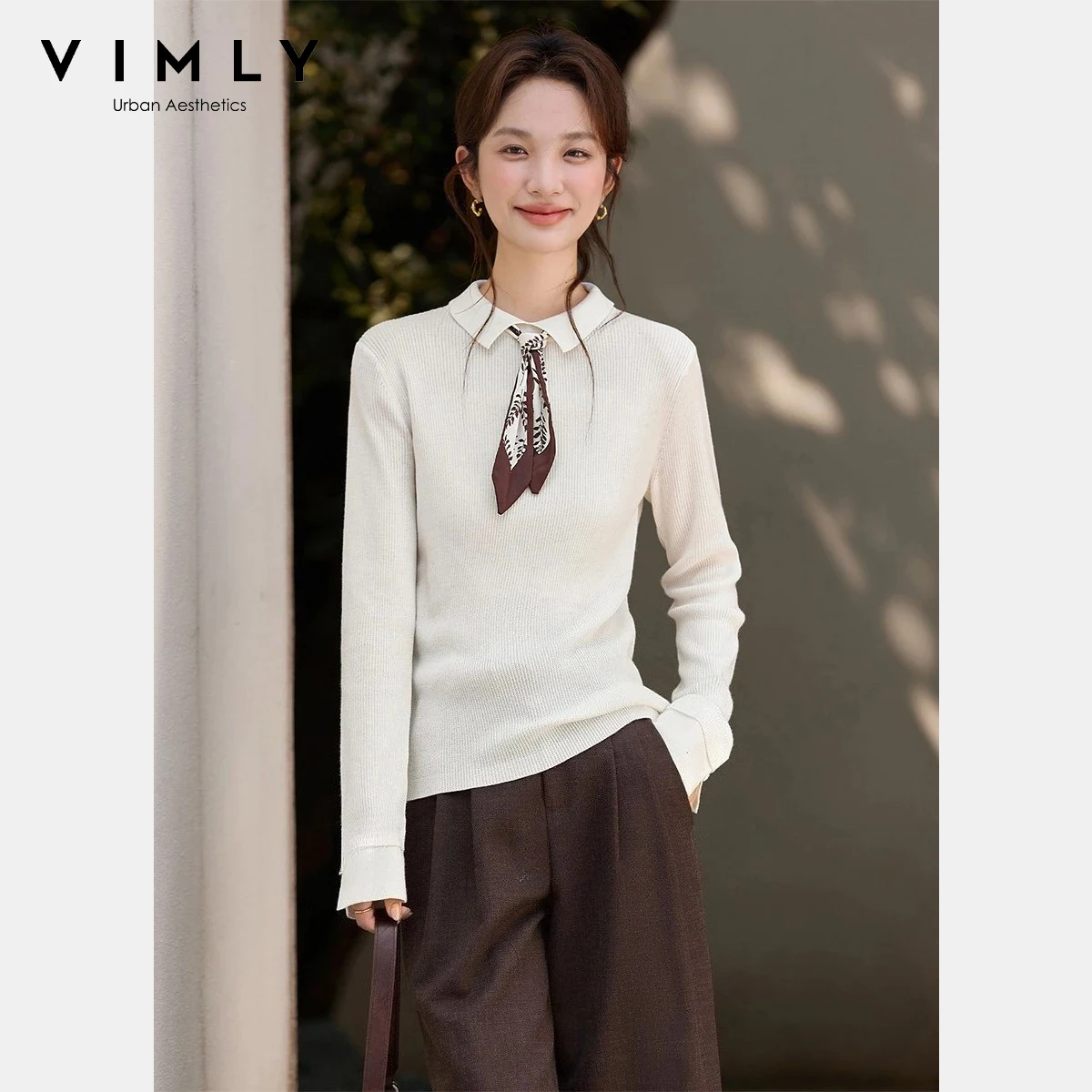 Женский абрикосовый пуловер VIMLY, осень 2025, отложной воротник, длинный рукав, приталенные свитера с разрезом и манжетами, удобные джемперы 75280
Женский абрикосовый пуловер VIMLY, осень 2025, отложной воротник, длинный рукав, приталенные свитера с разрезом и манжетами, удобные джемперы 75280