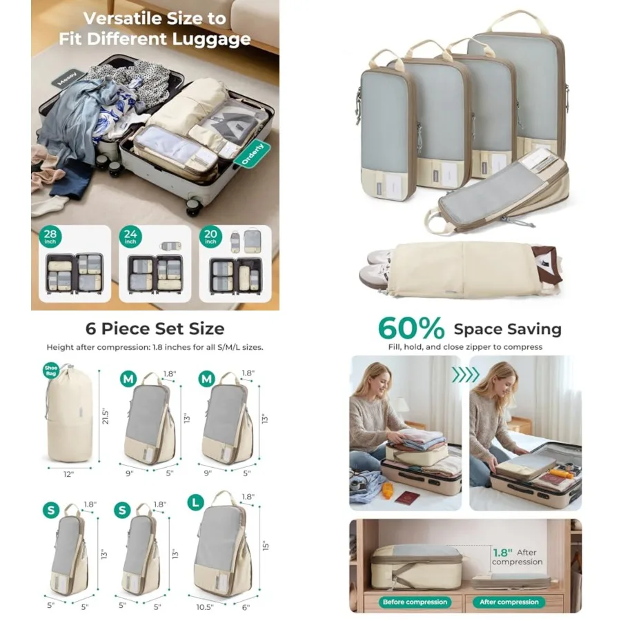 6 Set/4 Set/2 Set Compression Packing Cubes for Travel, Lightweight Luggage Organizer Bags, Durable Space Saver Bags Travel Ess
6 Set/4 Set/2 Set Compression Packing Cubes for Travel, Lightweight Luggage Organizer Bags, Durable Space Saver Bags Travel Ess