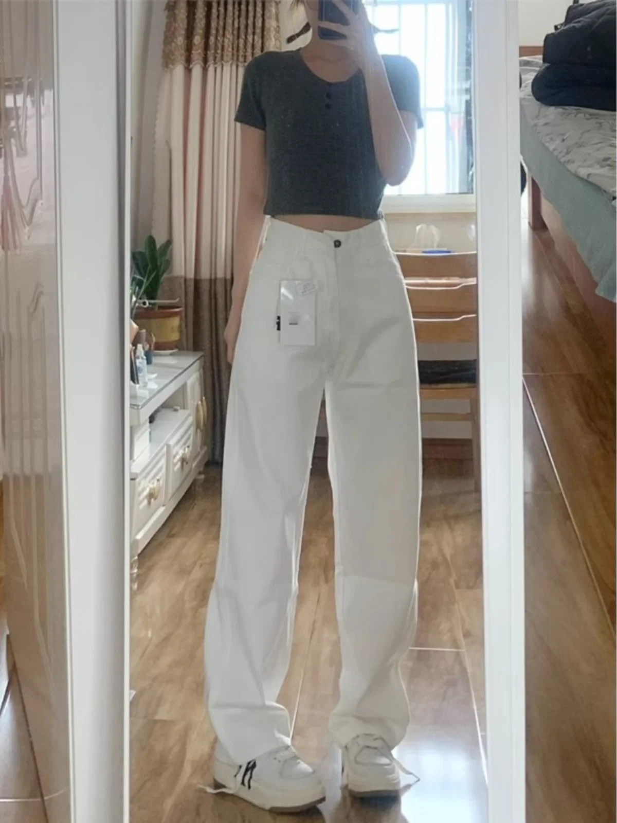 High Waist Straight Leg White Jeans Women's Loose Slimming Autumn Drapey Versatile Floor-Length Narrow Wide Leg Pants
High Waist Straight Leg White Jeans Women's Loose Slimming Autumn Drapey Versatile Floor-Length Narrow Wide Leg Pants