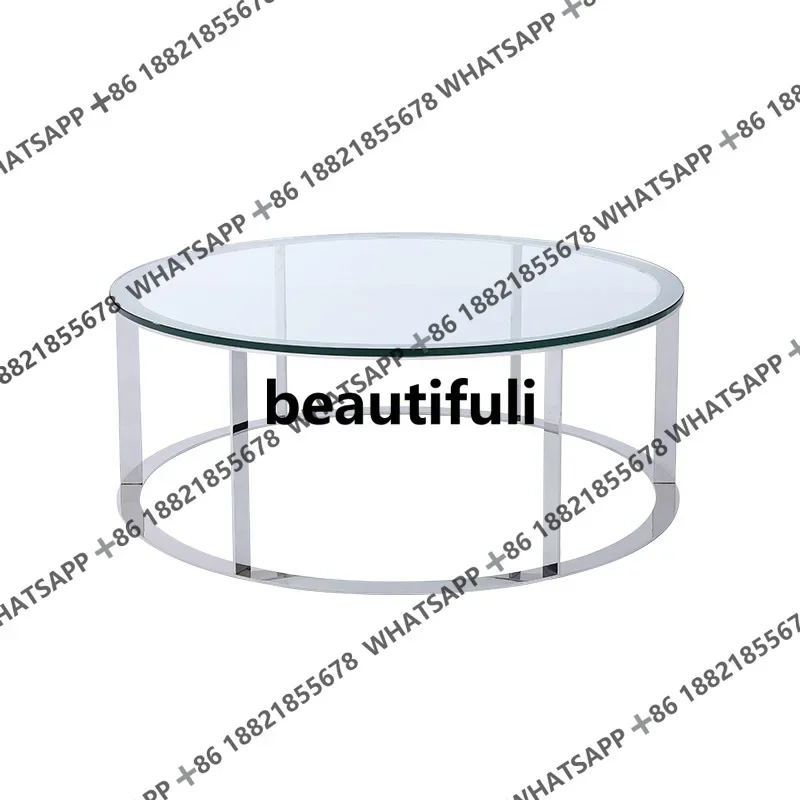 R stainless steel round coffee table living room tempered glass light luxury high-end designer model
R stainless steel round coffee table living room tempered glass light luxury high-end designer model