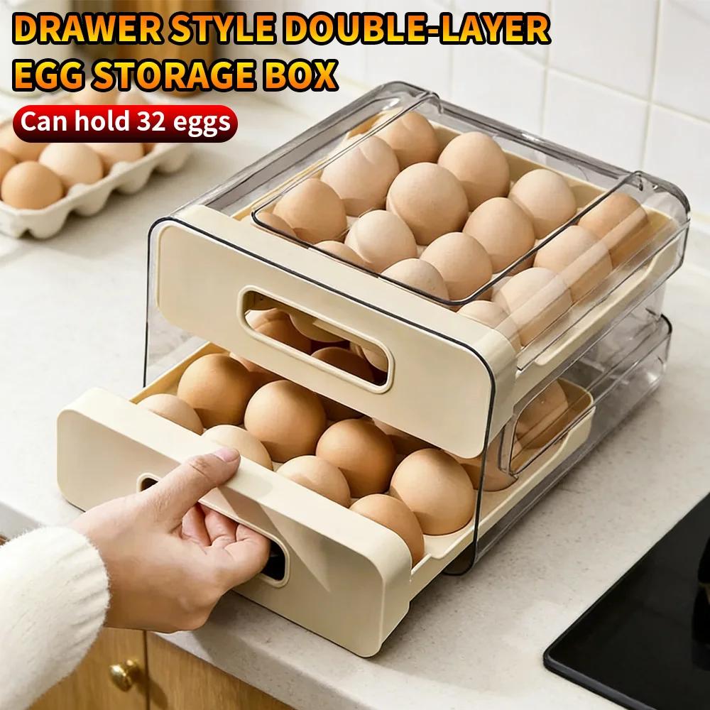 Household Refrigerator Egg Drawer Storage Box, Double Layer Plastic Egg Tray Holder
Household Refrigerator Egg Drawer Storage Box, Double Layer Plastic Egg Tray Holder