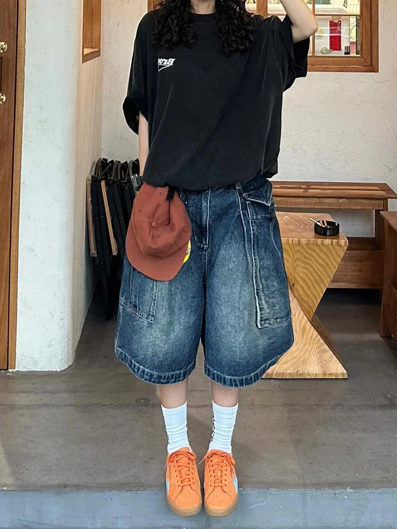American High Street Design Large Pocket Loose Women's Jeans Casual Lazy Style Five-Quarter Pants Summer New Arrival
American High Street Design Large Pocket Loose Women's Jeans Casual Lazy Style Five-Quarter Pants Summer New Arrival