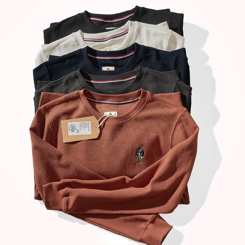 Waffle sweater men's spring and autumn round neck loose casual men's Pullover long sleeve top embroidered top
Waffle sweater men's spring and autumn round neck loose casual men's Pullover long sleeve top embroidered top