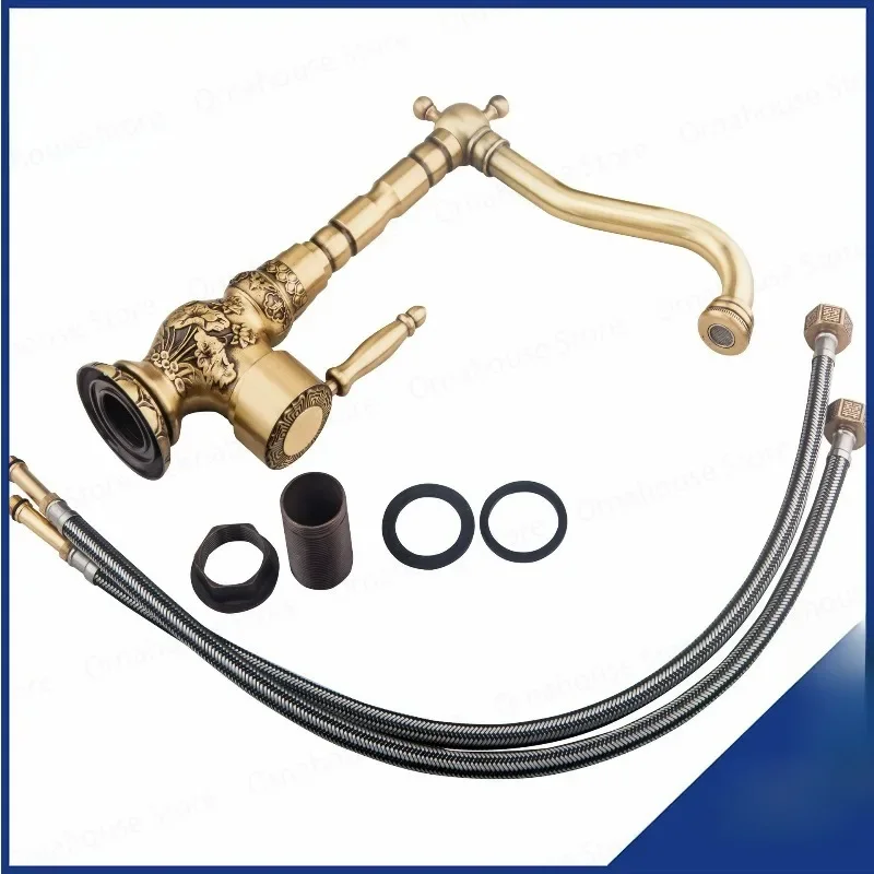 Antique Brass Basin Faucet with Long Nose Spout 360 Rotation Single Handle Mixer Tap for Wash Sink
Antique Brass Basin Faucet with Long Nose Spout 360 Rotation Single Handle Mixer Tap for Wash Sink