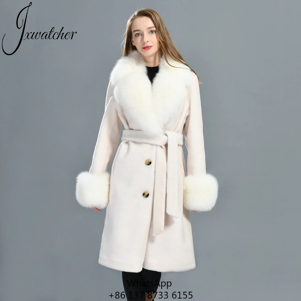 Wholesale Winter Sheep Shearling Fluffy Lamb Woolen Jacket Belt Thick Women Trench Luxury Long Lamb Wool Coat With Real Fox Fur
Wholesale Winter Sheep Shearling Fluffy Lamb Woolen Jacket Belt Thick Women Trench Luxury Long Lamb Wool Coat With Real Fox Fur