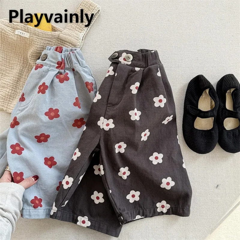 Korean Style Summer Casual Pants for Girls Floral Elastic Waist Blue Dark Grey Wide Leg Shorts Kids Calf Length Trousers A6095
Korean Style Summer Casual Pants for Girls Floral Elastic Waist Blue Dark Grey Wide Leg Shorts Kids Calf Length Trousers A6095