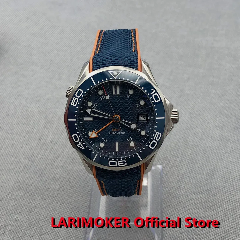 LARIMOKER blue dial Automatic Men Watch NH34 GMT DG5833 Automatic Sapphire Glass Rotating Bezel Screw Down Crown
LARIMOKER blue dial Automatic Men Watch NH34 GMT DG5833 Automatic Sapphire Glass Rotating Bezel Screw Down Crown