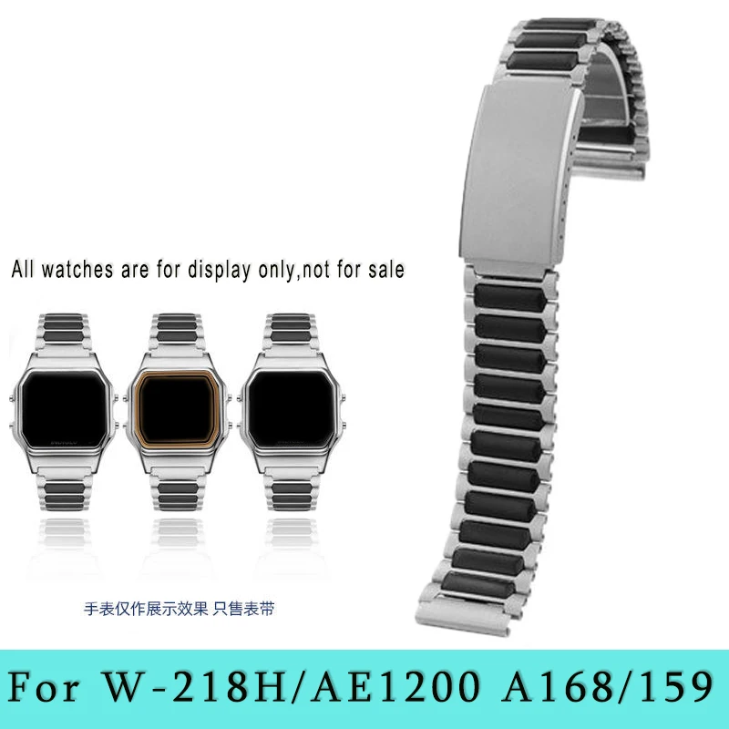 Stainless Steel and vinyl watch strap 18mm lightweight silver black watchband For CASIO A158/A159/A168/A178/AQ230/A500/B650/640
Stainless Steel and vinyl watch strap 18mm lightweight silver black watchband For CASIO A158/A159/A168/A178/AQ230/A500/B650/640