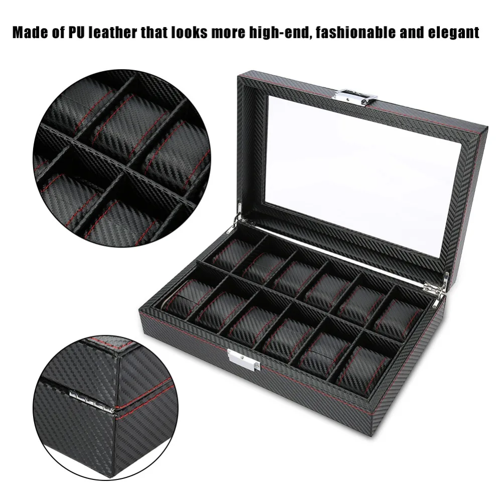 Carbon Fiber Texture Watch Box PU Leather Woven Pattern Watch Display Box With Watch Pillow Jewelry Container Jewelry Storage
Carbon Fiber Texture Watch Box PU Leather Woven Pattern Watch Display Box With Watch Pillow Jewelry Container Jewelry Storage