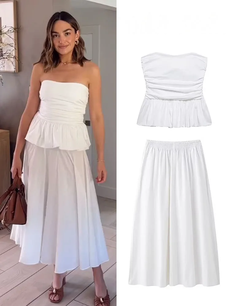 HH женский костюм с юбкой, элегантный белый сексуальный топ без бретелек с открытыми плечами и рюшами + повседневный белый длинный топ с боковым карманом и эластичной резинкой на талии
HH женский костюм с юбкой, элегантный белый сексуальный топ без бретелек с открытыми плечами и рюшами + повседневный белый длинный топ с боковым карманом и эластичной резинкой на талии